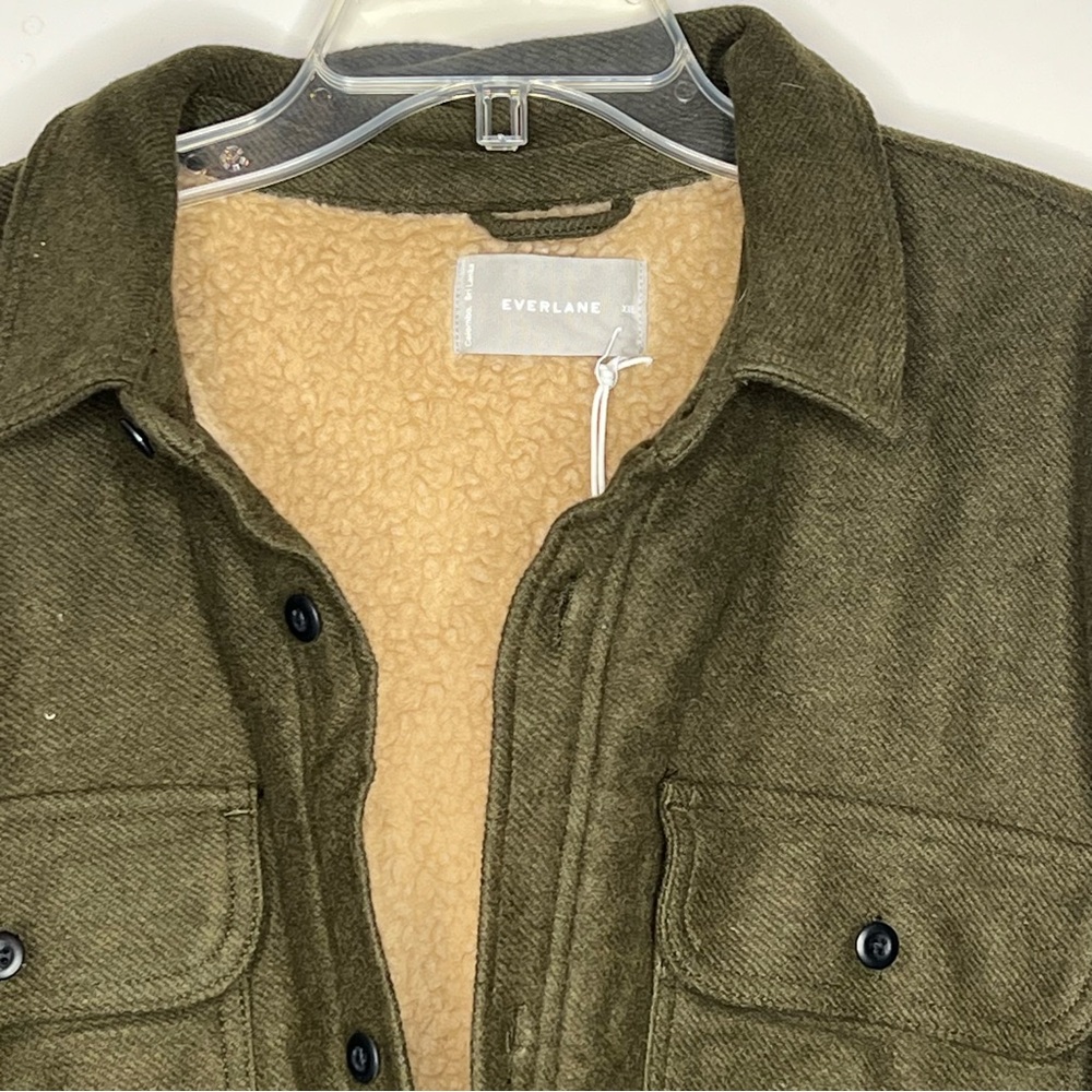 Everlane ReNew Fleece Lined Overshirt XXL Green Heavyweight Jacket NWT - Picture 5 of 12